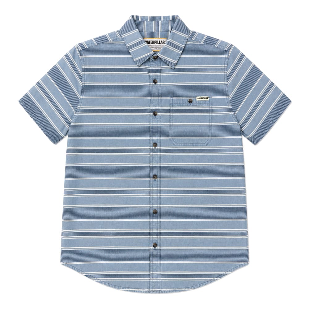 Camisa Hombre Chambray Plaid Short Sleeve