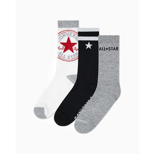 Medias Hombre Pack X3 Crew Clásica Oversized Patch